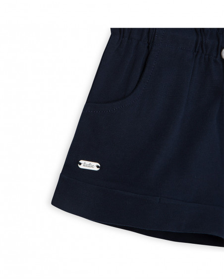 Tee-shirt et short en jersey lacets fille bleu island Tee-shirt et short en jersey lacets fille bleu island