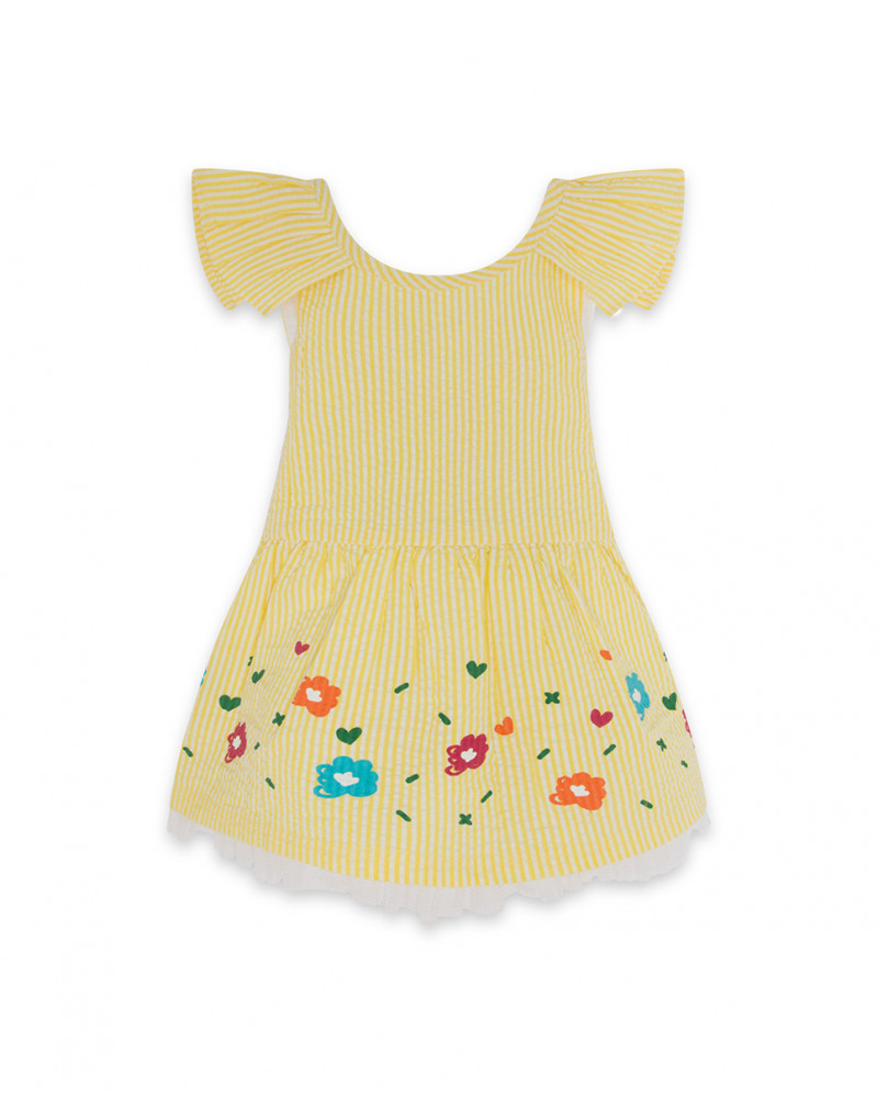 Robe chasuble à rayures fille jaune funcactus