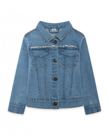 Veste en jeans avec poches fille bleu island