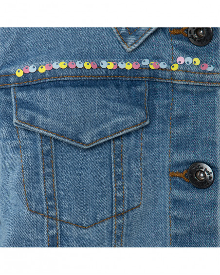 Veste en jeans avec poches fille bleu island