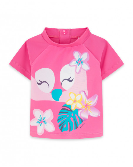 Tee-shirt de bain visage fille rose tahiti Tee-shirt de bain visage fille rose tahiti