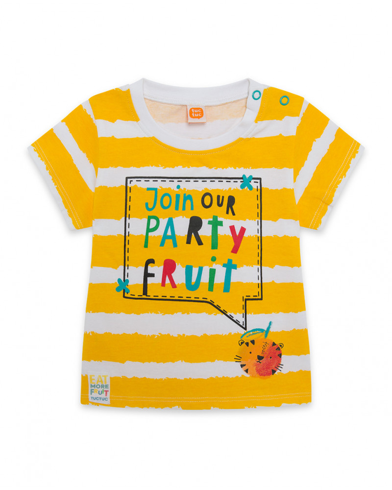 Tee-shirt en jersey à rayures garçon jaune fruitty time