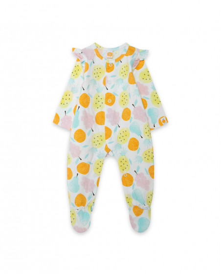 Grenouillère en jersey long avec pieds fille orange picnic time Grenouillère en jersey long avec pieds fille orange picnic time