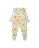 Grenouillère en jersey long avec pieds fille orange picnic time Grenouillère en jersey long avec pieds fille orange picnic time