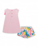 Tee-shirt et short en jersey fleurs fille rose tahiti Tee-shirt et short en jersey fleurs fille rose tahiti