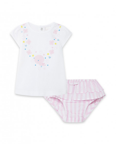 Tee-shirt en jersey et short volants fille rose so cute Tee-shirt en jersey et short volants fille rose so cute