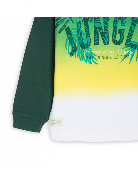 Sweat-shirt en peluche fermée garçon vert jungle street