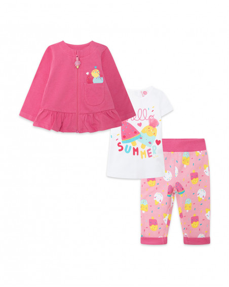 Ensemble 3 pièces jersey glace fille rose icy and sweet Ensemble 3 pièces jersey glace fille rose icy and sweet