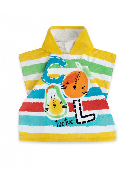 Poncho à rayures garçon jaune fruitty time