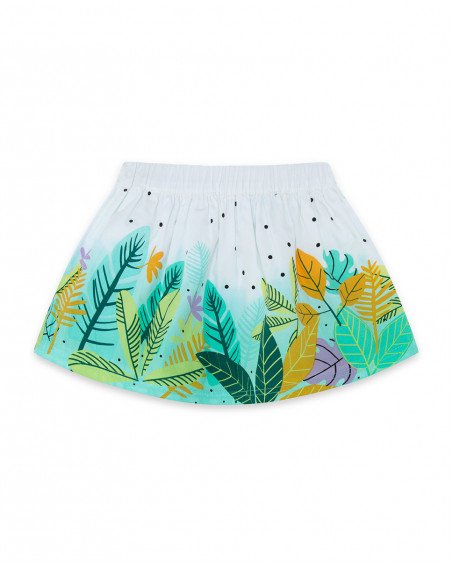 Jupe en popeline feuilles fille blanche in the jungle Jupe en popeline feuilles fille blanche in the jungle