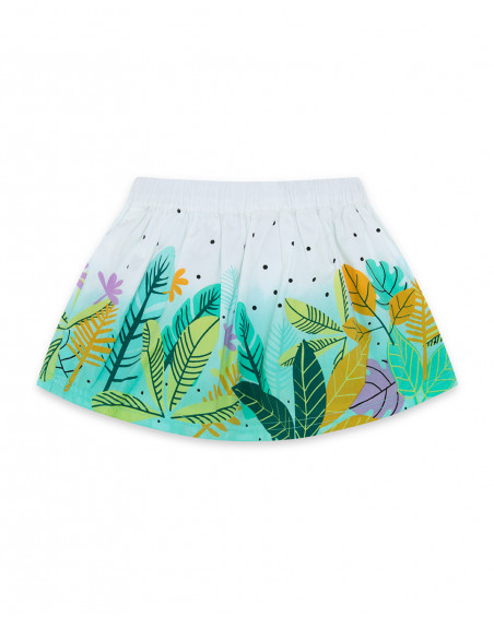 Jupe en popeline feuilles fille blanche in the jungle Jupe en popeline feuilles fille blanche in the jungle