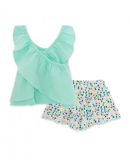 Tee-shirt et short en jersey imprimé fille vert in the jungle Tee-shirt et short en jersey imprimé fille vert in the jungle