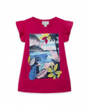 Tee-shirt en jersey volants fille rose island Tee-shirt en jersey volants fille rose island