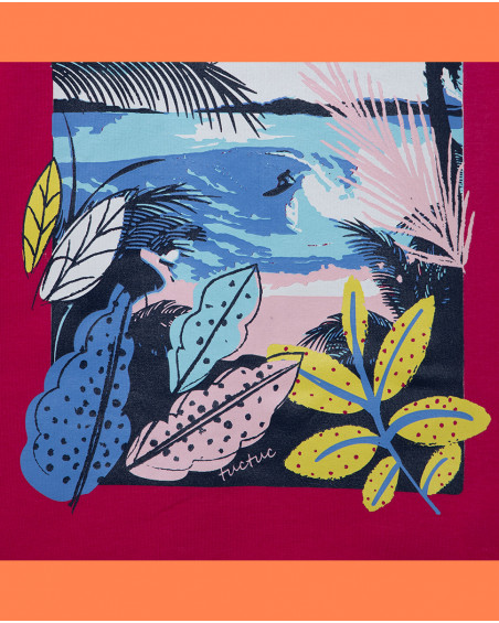 Tee-shirt en jersey volants fille rose island Tee-shirt en jersey volants fille rose island