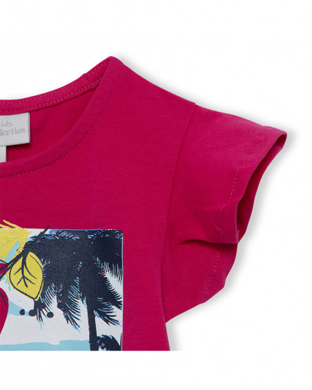 Tee-shirt en jersey volants fille rose island Tee-shirt en jersey volants fille rose island