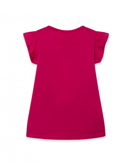 Tee-shirt en jersey volants fille rose island Tee-shirt en jersey volants fille rose island