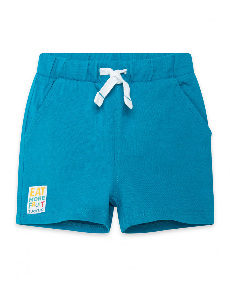 Bermuda en jersey lacets garçon bleu fruitty time