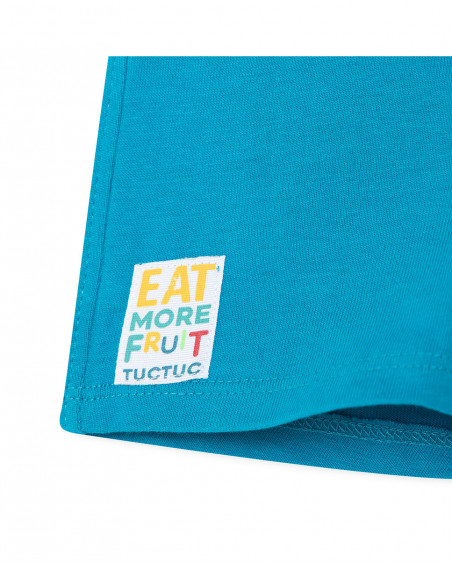Bermuda en jersey lacets garçon bleu fruitty time Bermuda en jersey lacets garçon bleu fruitty time