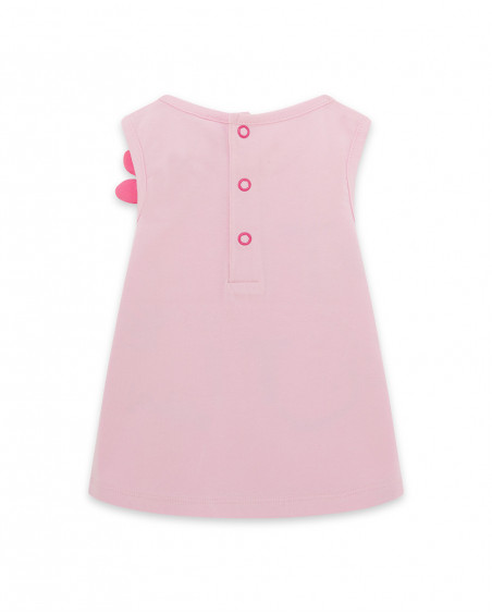 Tee-shirt en jersey fleur fille rose tahiti