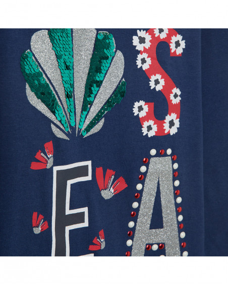Tee-shirt en jersey manche longue fille bleu sea lovers Tee-shirt en jersey manche longue fille bleu sea lovers
