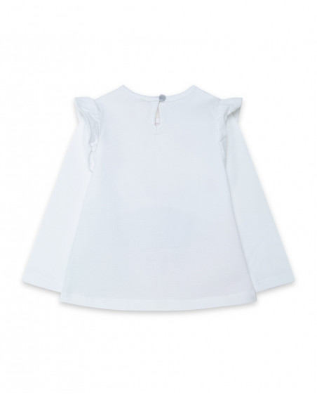 Tee-shirt en jersey manche longue fille blanche funcactus