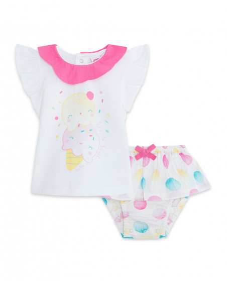 Tee-shirt en jersey et short points fille blanche icy and sweet Tee-shirt en jersey et short points fille blanche icy and sweet
