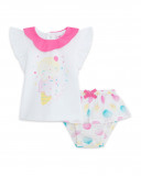 Tee-shirt en jersey et short points fille blanche icy and sweet Tee-shirt en jersey et short points fille blanche icy and sweet