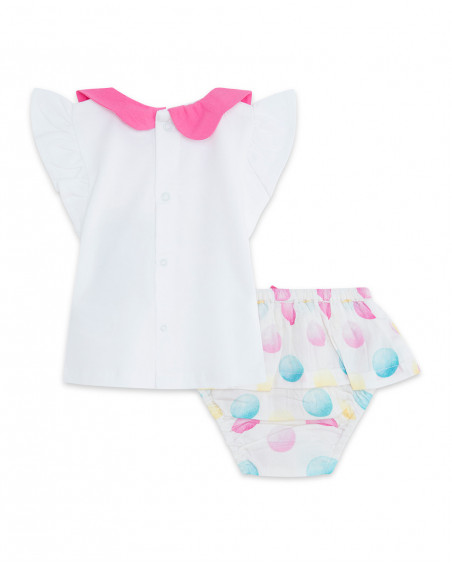 Tee-shirt en jersey et short points fille blanche icy and sweet Tee-shirt en jersey et short points fille blanche icy and sweet