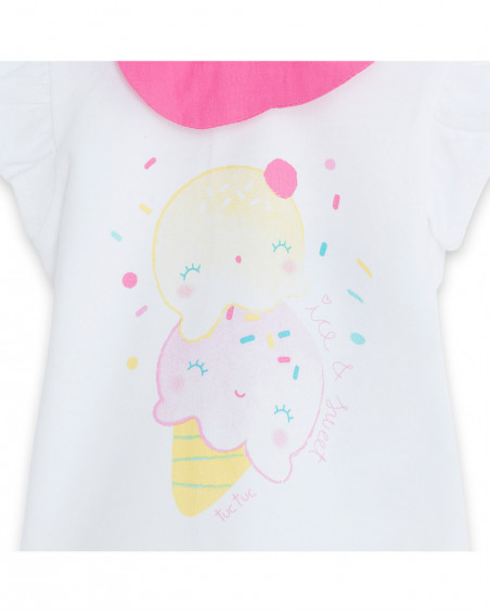 Tee-shirt en jersey et short points fille blanche icy and sweet