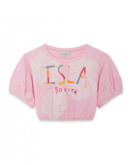 Tee-shirt en jersey cropped fille rose island