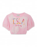 Tee-shirt en jersey cropped fille rose island Tee-shirt en jersey cropped fille rose island
