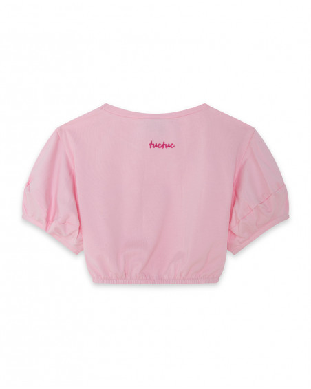 Tee-shirt en jersey cropped fille rose island