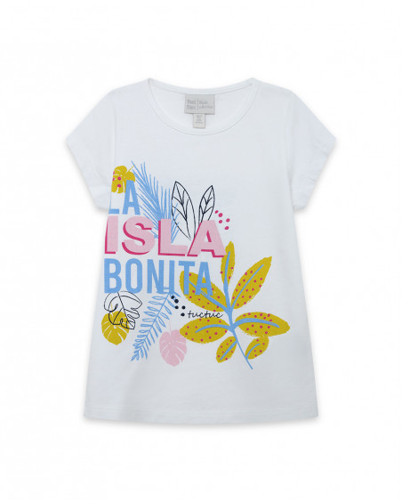 Tee-shirt en jersey message fille blanche island