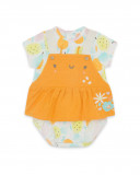 Grenouillère en jersey short fille orange picnic time Grenouillère en jersey short fille orange picnic time