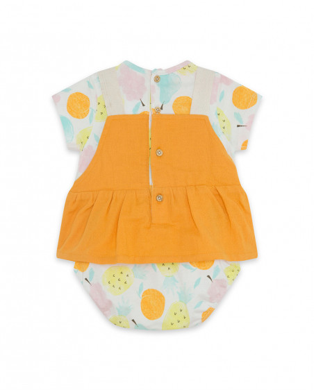 Grenouillère en jersey short fille orange picnic time Grenouillère en jersey short fille orange picnic time