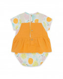 Grenouillère en jersey short fille orange picnic time Grenouillère en jersey short fille orange picnic time