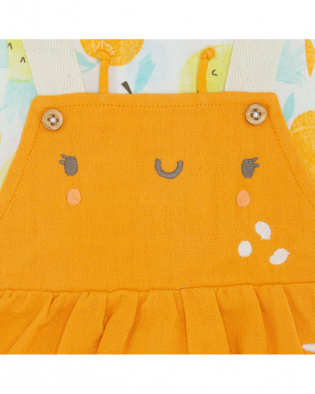 Grenouillère en jersey short fille orange picnic time Grenouillère en jersey short fille orange picnic time