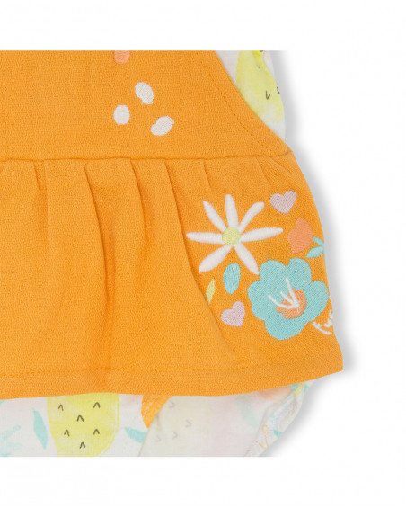 Grenouillère en jersey short fille orange picnic time Grenouillère en jersey short fille orange picnic time