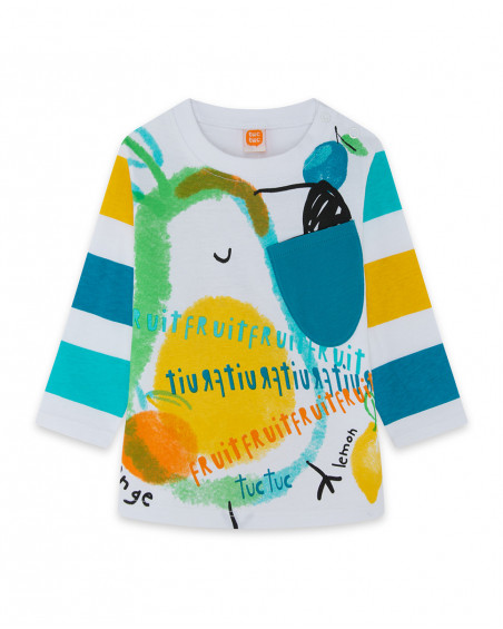 Tee-shirt en jersey manche longue garçon blanche fruitty time