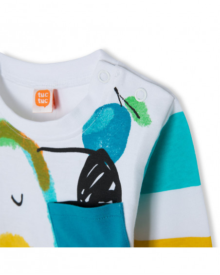 Tee-shirt en jersey manche longue garçon blanche fruitty time