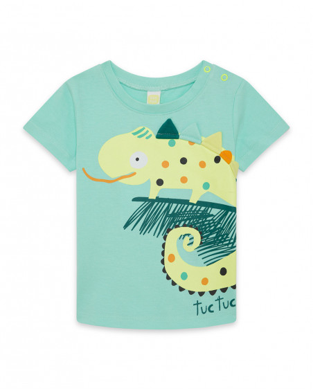Tee-shirt en jersey imprimée garçon vert in the jungle Tee-shirt en jersey imprimée garçon vert in the jungle