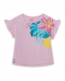 Tee-shirt en jersey volants fille rose tahiti Tee-shirt en jersey volants fille rose tahiti