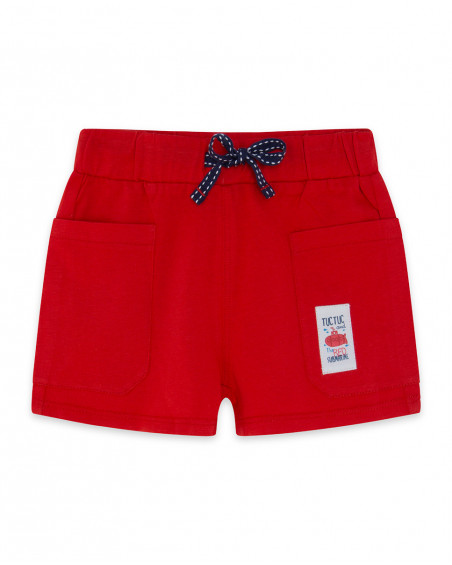 Bermuda en jersey avec poches garçon rouge red submarine