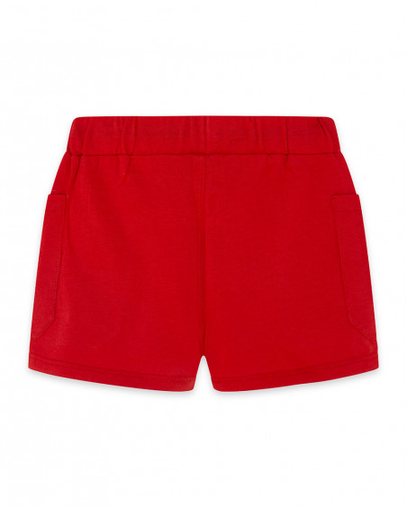 Bermuda en jersey avec poches garçon rouge red submarine