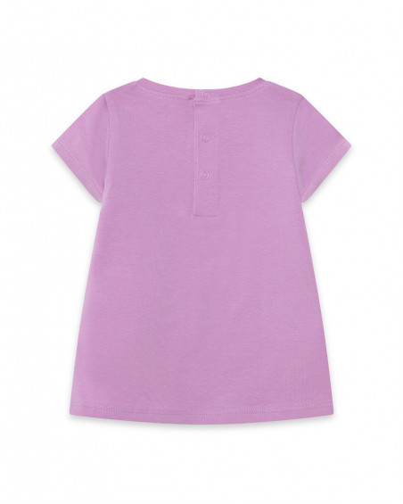 Tee-shirt en jersey imprimée fille rose in the jungle Tee-shirt en jersey imprimée fille rose in the jungle