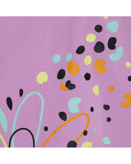Tee-shirt en jersey imprimée fille rose in the jungle Tee-shirt en jersey imprimée fille rose in the jungle