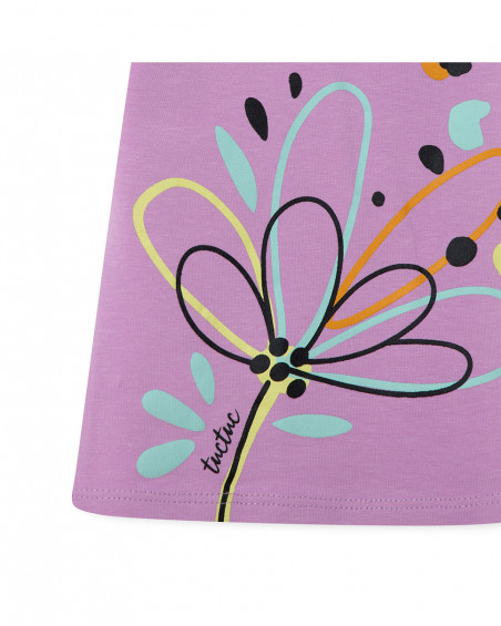 Tee-shirt en jersey imprimée fille rose in the jungle Tee-shirt en jersey imprimée fille rose in the jungle