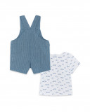 Salopette en jeans et t-shirt à rayures garçon bleu little Salopette en jeans et t-shirt à rayures garçon bleu little