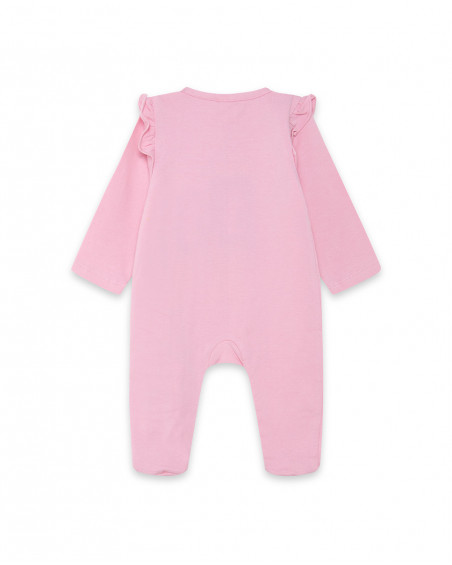 Grenouillère en jersey long avec pieds fille rose icy and sweet