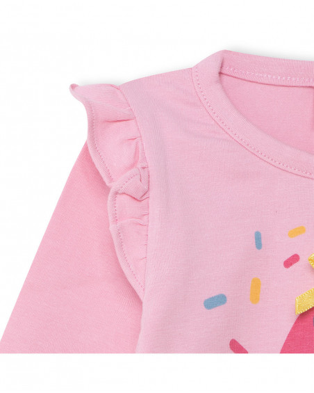 Grenouillère en jersey long avec pieds fille rose icy and sweet Grenouillère en jersey long avec pieds fille rose icy and sweet